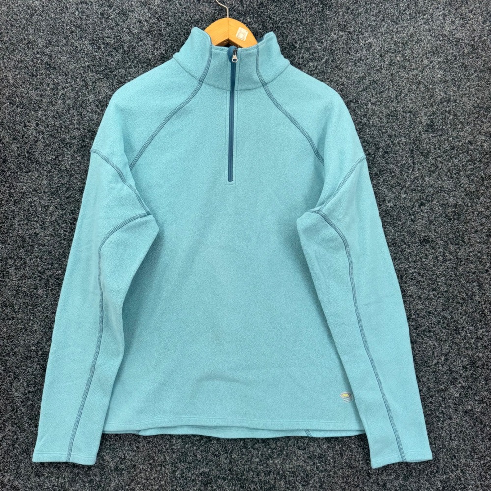 Mountain Hardwear Womens XL Fleece Pullover Quarter Zip Light Blue Mock Neck